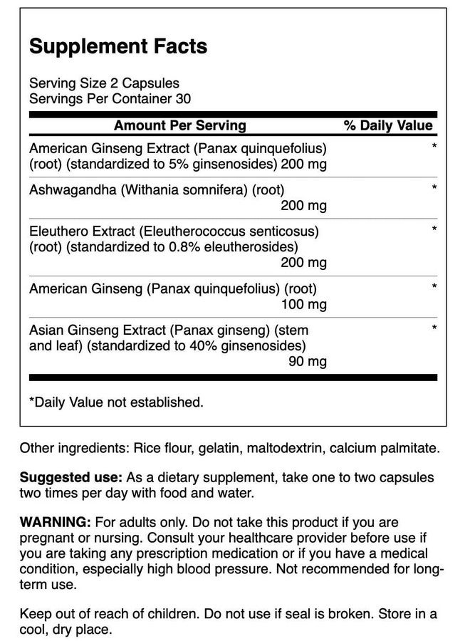 Swanson Dual Ginseng Plus 60 Capsules - Image 2