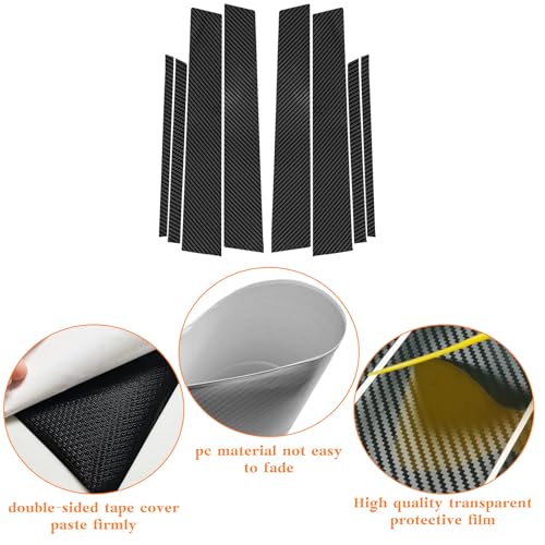 Bilisin Door Pillar Posts Trim Kit Compatible with Toyota RAV4 2013-2018 Exterior Accessories, 8Pcs Carbon Fiber Black Anti Scratched Center Side Window Molding Cover Stickers - Image 3