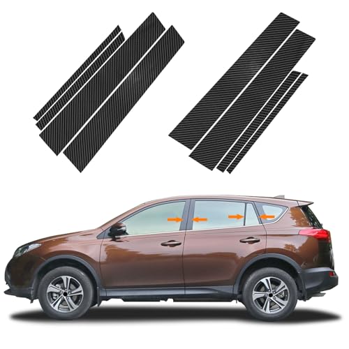 Bilisin Door Pillar Posts Trim Kit Compatible with Toyota RAV4 2013-2018 Exterior Accessories, 8Pcs Carbon Fiber Black Anti Scratched Center Side Window Molding Cover Stickers - Image 1