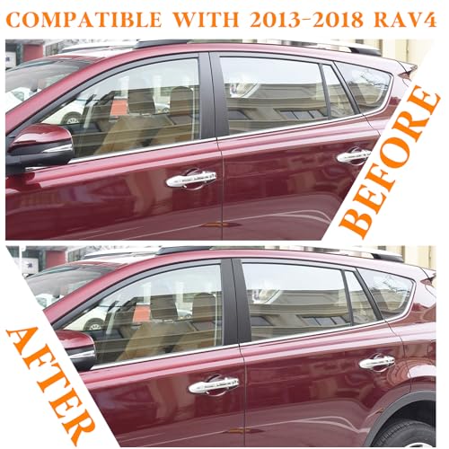 Bilisin Door Pillar Posts Trim Kit Compatible with Toyota RAV4 2013-2018 Exterior Accessories, 8Pcs Carbon Fiber Black Anti Scratched Center Side Window Molding Cover Stickers - Image 2
