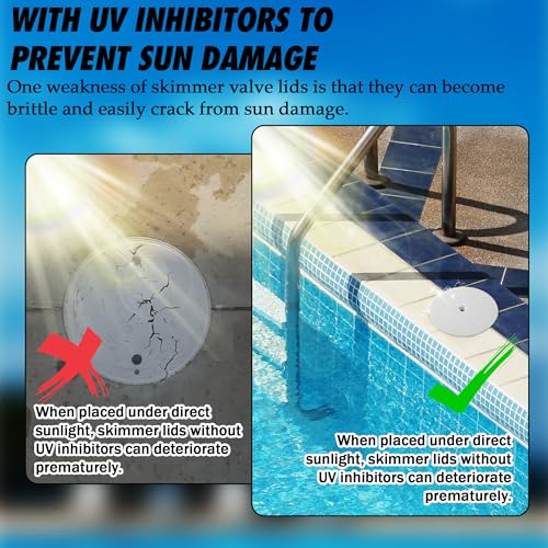 TonGass (2-Pack Round 9 1/8" Skimmer Valve Top Cover Lids Replacement Part for 9" Pool/Spa Deck Lid Plate Highly Durable Pool Skimmer Cover with UV Inhibitors - Image 4