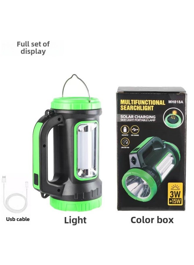Solar Flashlight Strong Light Rechargeable Outdoor Super Bright Emergency Portable Lamp Household Multifunctional Fishing Lamp-Color:Green - Image 4