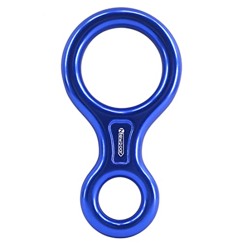 NewDoar Climbing Gear Downhill Equipment, Descender Rappel Rock Climbing Descending Belaying Equipment Rescue Figure 8 Descender Rigging Plate 35KN for Climbing Belaying and Rappeling Device(Blue) - Image 1