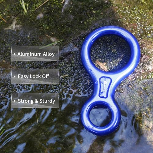 NewDoar Climbing Gear Downhill Equipment, Descender Rappel Rock Climbing Descending Belaying Equipment Rescue Figure 8 Descender Rigging Plate 35KN for Climbing Belaying and Rappeling Device(Blue) - Image 4