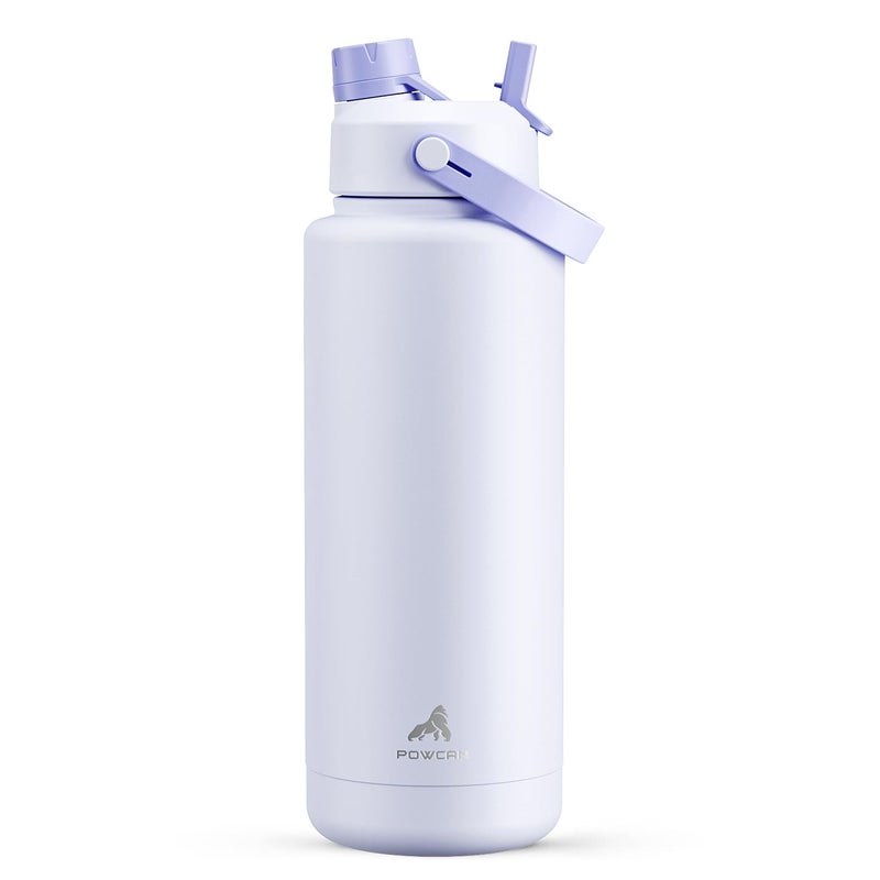 POWCAN 40 oz Insulated Water Bottle with 2-in-1 Straw and Spout Lid, Keep Cold 24H, Leak-Proof, BPA-Free, Double Wall Stainless Steel Water Bottle for Sports, Gym, Travel, and School (Lupine) - Image 1