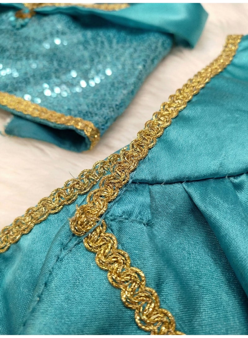 زي تنكري ياسمينة للأطفال  طقم 3 قطع (توب وبنطلون وعصابة رأس) - Image 5