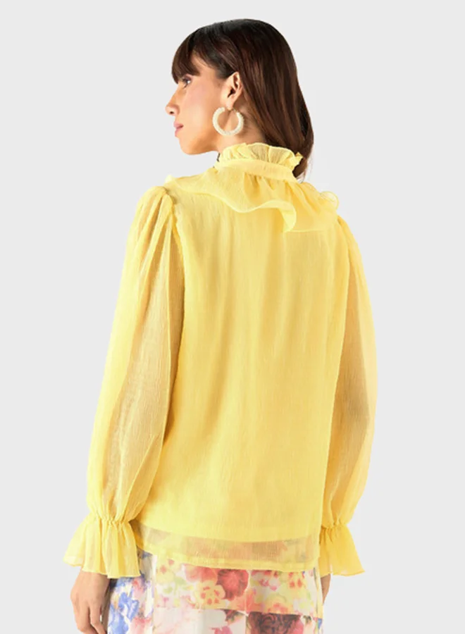 2Xtremz Ruffle Detail High Neck Top
