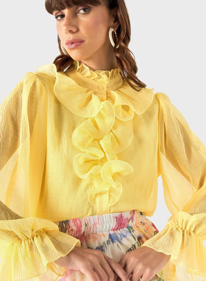 2Xtremz Ruffle Detail High Neck Top