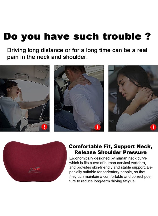 3XR Car Neck Pillow Memory Foam Headrest Cushion Ergonomic Cervical Support Pillow for Car Seat Neck Support Travel Office Chair Headrest Cushion Soft Breathable Fabric Neck Pain Relief Driving Comfort Pillow Universal Fit -5697 - Image 5