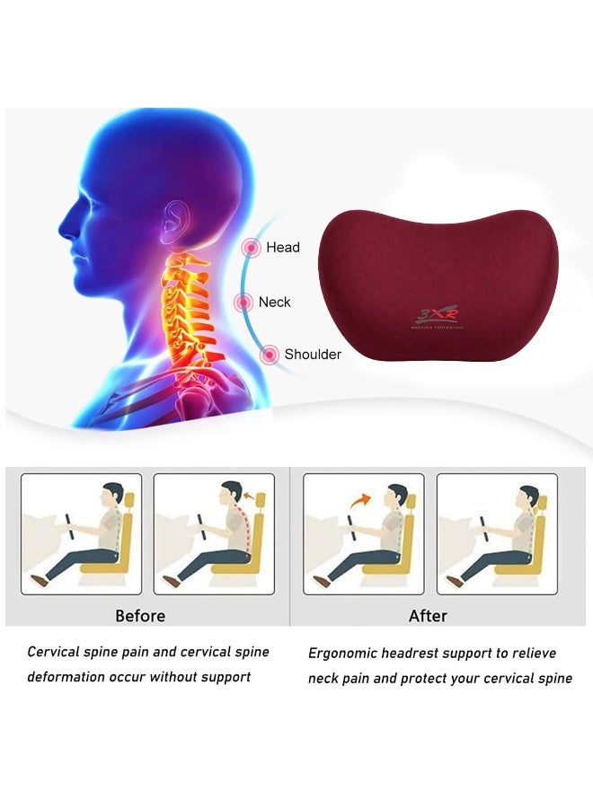 3XR Car Neck Pillow Memory Foam Headrest Cushion Ergonomic Cervical Support Pillow for Car Seat Neck Support Travel Office Chair Headrest Cushion Soft Breathable Fabric Neck Pain Relief Driving Comfort Pillow Universal Fit -5697 - Image 4