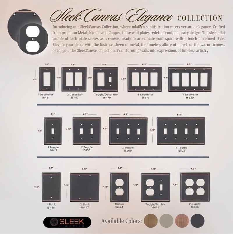 Sleeklighting Oil Rubbed Bronze Outlet Covers And Switch Plates-Decorative Wall Plate Light Switch Cover Flat -Variety Of Styles: Decorator/Duplex/Toggle / & Combo-Size: 1 Gang Toggle (4Pack) - Image 3