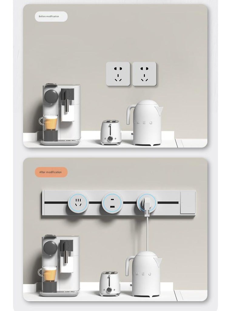 Bukela 2PCS Movable Household Socket Surface Mounted Rail Socket Power Sliding Rail Socket - Image 4