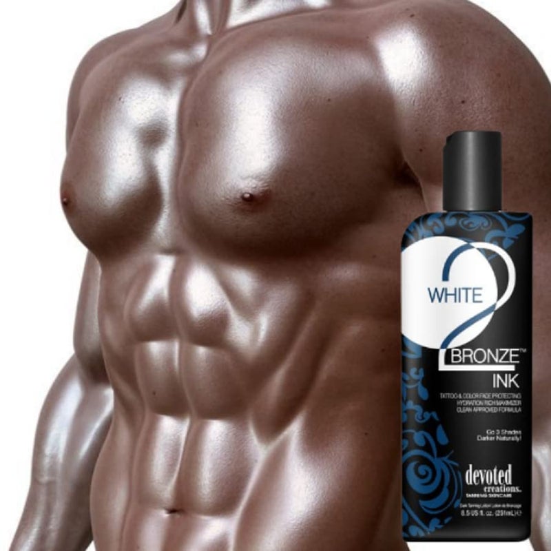 Devoted Creations White 2 Bronze Ink Tattoo and Color Fade Protecting Tanning Lotion 8.5 oz - Image 3