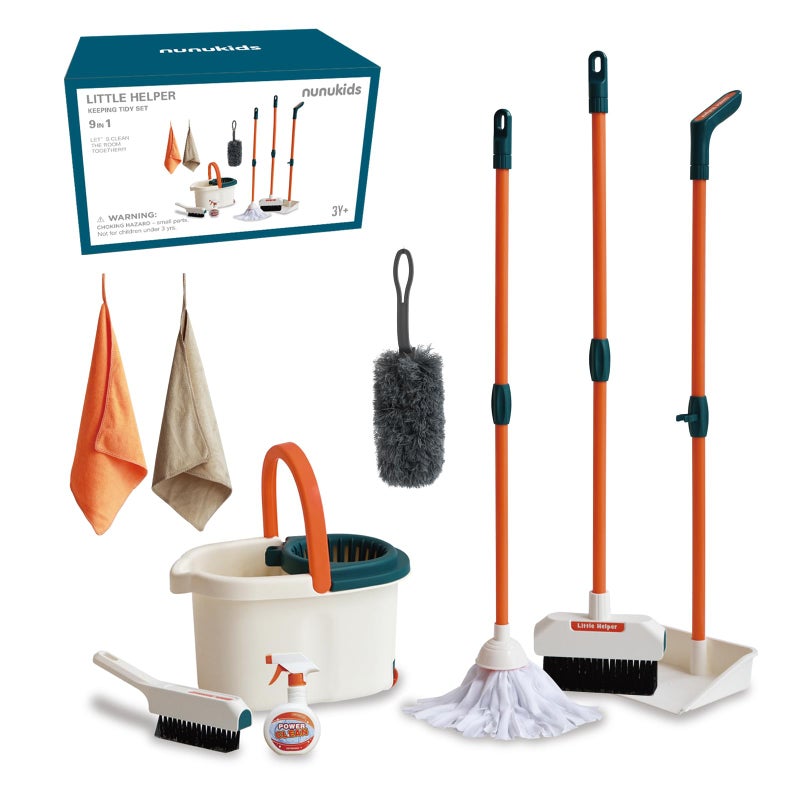 nunukids nunukids Toddler Cleaning Set - Realistic Cleaning Set for Toddlers 1-3 - Engaging Kids Broom and Dustpan Set - Safe Toddler Broom and Cleaning Set Toys - Perfect Kids Mop and Broom Set  - Image 1
