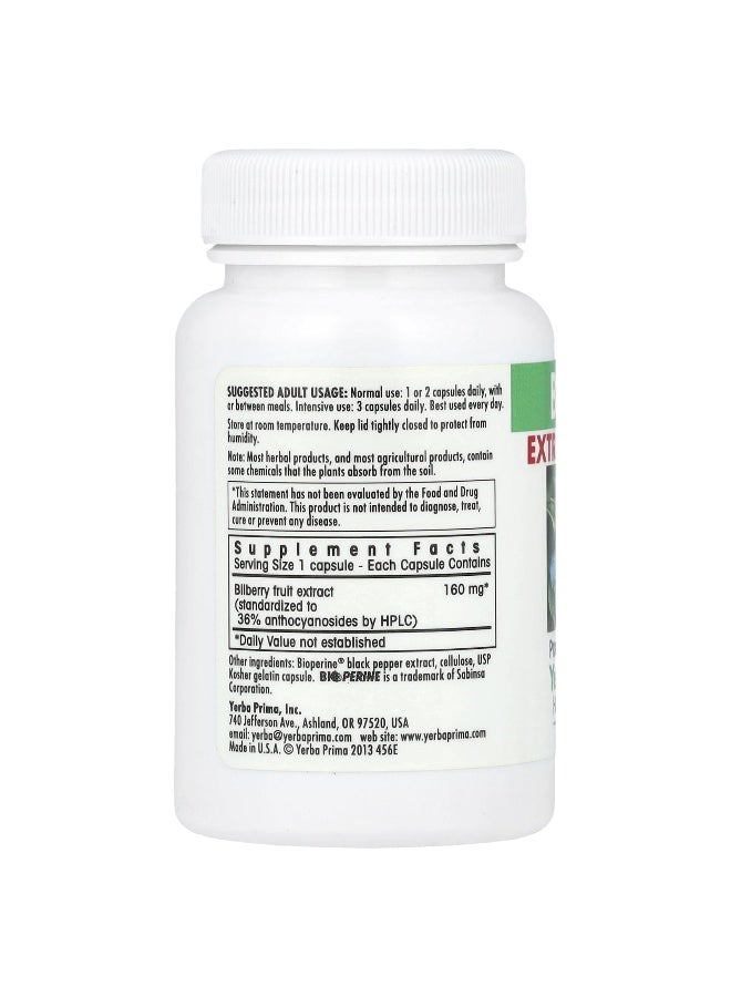 Yerba Prima, Bilberry, Extra Strength, 160 mg, 50 Capsules (Packaging may vary) - Image 2