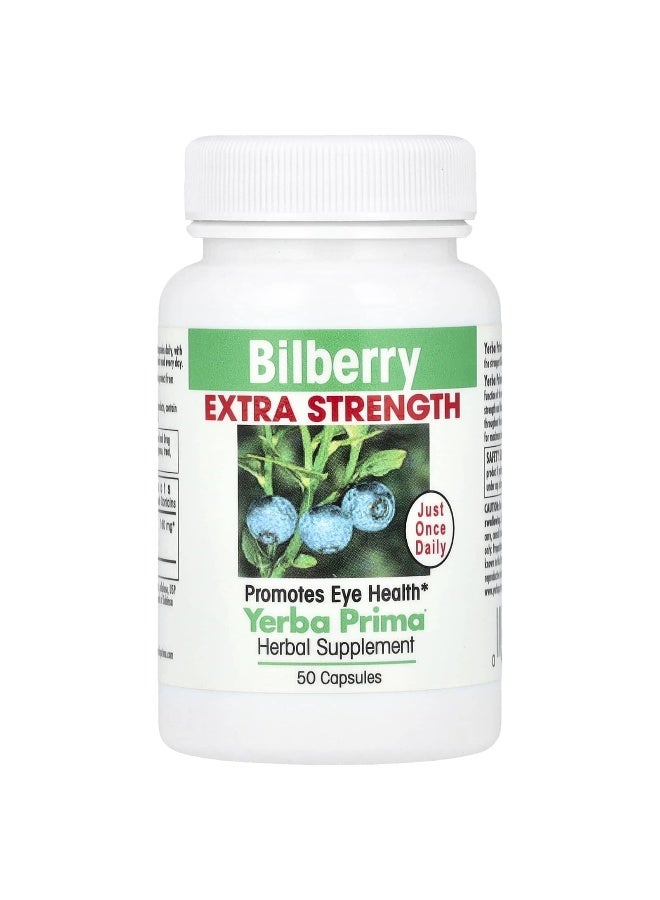 Yerba Prima, Bilberry, Extra Strength, 160 mg, 50 Capsules (Packaging may vary) - Image 1