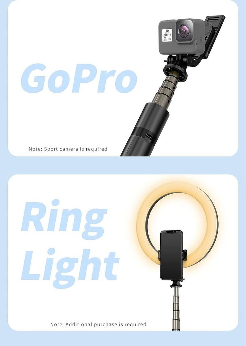 HB PLUS عصا سيلفي طويلة 1.56م مع حامل ثلاثي القوائم وزر تحكم عن بُعد - Image 3