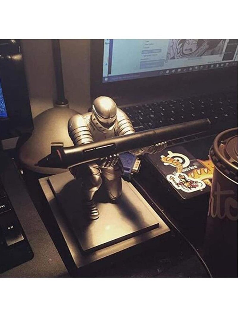 SYOSI Executive Knight Pen Holder  Personalized decoration Desk Accessory Stationery organizer, creative Pen Stand Decorative Gift for Office Silver  - Image 3