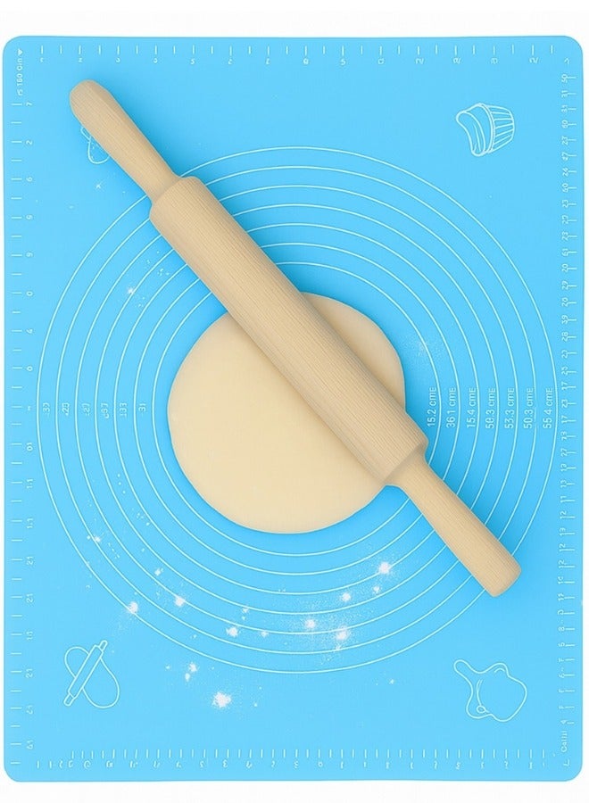هابي هوم حصيرة معجنات سيليكون كبيرة غير لاصقة قابلة لإعادة الاستخدام بمقياس 43 × 35 وأبعاد إجمالية 50 × 40 سم - حصيرة سيليكون آمنة للاستخدام في الطعام للعجين والمعجنات والبيتزا غير قابلة للانزلاق مع قياسات دقيقة لركوب العجين وحماية السطح مقاومة للحرارة حصيرة سيليكون سميكة صالحة للاستخدام في الطعام للبيتزا والمخبوزات والفطائر يمكن استخدامها كبطانة للفرن أو حصيرة لف العجين (أزرق فاتح) - Image 1