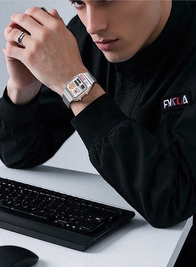 HUMPBUCK Wristwatch for Men Waterproof Dual Time Watch with Digital Display and Temperature Display Classic Themed Style  - Image 5