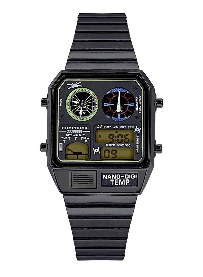 HUMPBUCK Wristwatch for Men Waterproof Dual Time Watch with Digital Display and Temperature Display Classic Themed Style  - Image 2