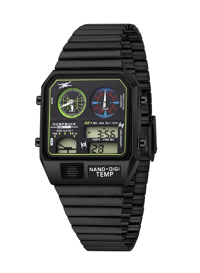 HUMPBUCK Wristwatch for Men Waterproof Dual Time Watch with Digital Display and Temperature Display Classic Themed Style  - Image 1