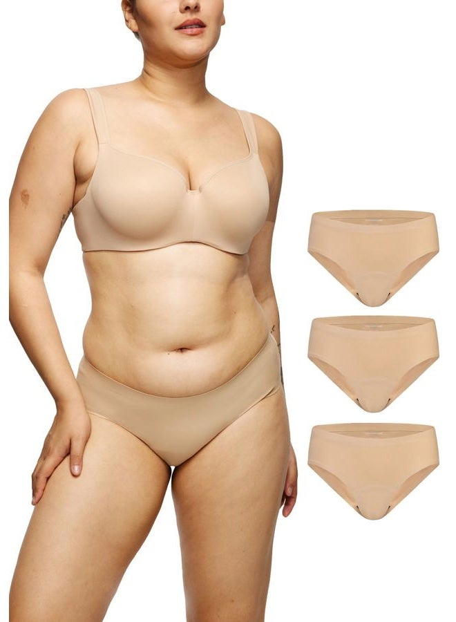 STRAWBERRY WEEKS LEAKPROOF2.0 Seamless Bikini Period Underwear for Women | Period Panties Holds 6 Tampons | Incontinence Leak Proof Underwear (L/XL,3-Beige) - Image 1