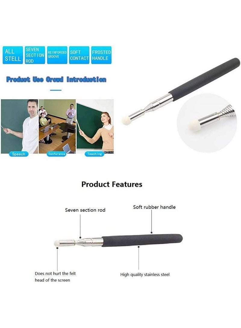 Telescopic Teachers Pointer,Extendable Pointer, 46.8” Extendable Pointers for Classroom Stick Telescoping Pointing Retractable for Blackboard Touchscreen Classroom Teachers Presenters Use, Black,2Pack - Image 4