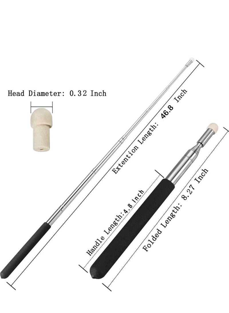 Telescopic Teachers Pointer,Extendable Pointer, 46.8” Extendable Pointers for Classroom Stick Telescoping Pointing Retractable for Blackboard Touchscreen Classroom Teachers Presenters Use, Black,2Pack - Image 3