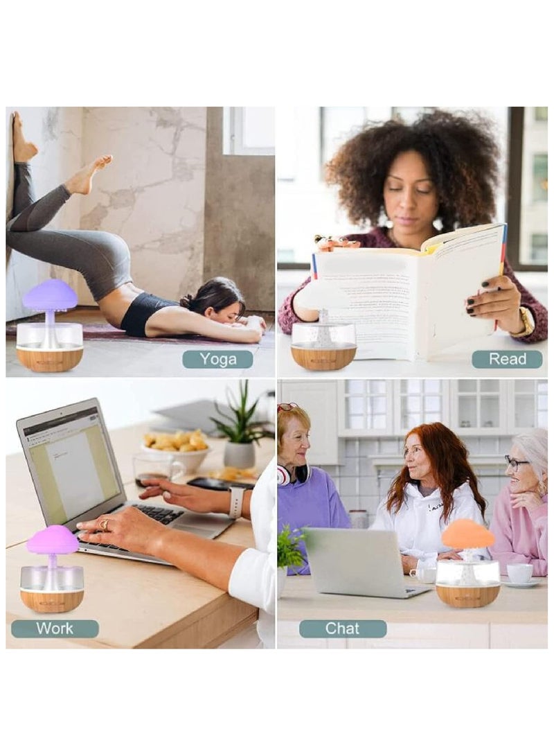 مرطب سحابة المطر - موزع لطيف للزيوت العطرية مع ضوء ليلي LED بـ 7 ألوان للاسترخاء وتخفيف التوتر - Image 5
