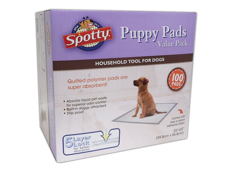 Spotty Super Absorbent Heavy Duty 5 Layer Housebreaking Training Leak Proof Pet Puppy Dog Pee Pads, 100 Count