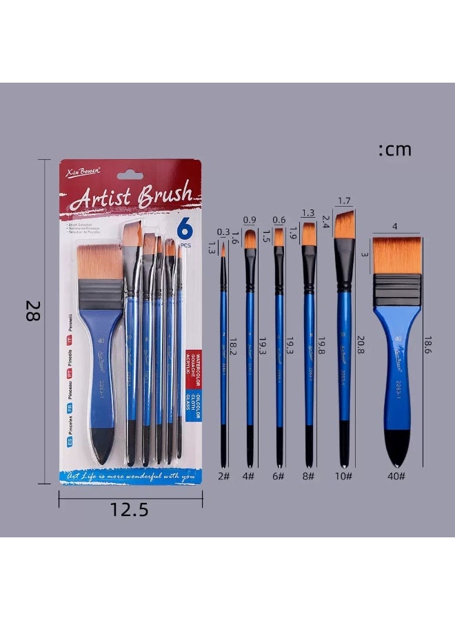 Lee Yon 6-Piece Nylon Hair Paint Brush Set - Ideal for Watercolor, Acrylic, and Oil Painting - Image 2