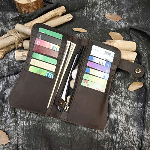 LUUFAN Genuine Leather Long Wallet for Men, Large Capacity Purse Clutch Bag Handbag Checkbook Cash Credit Cards Phone Holder - Image 5