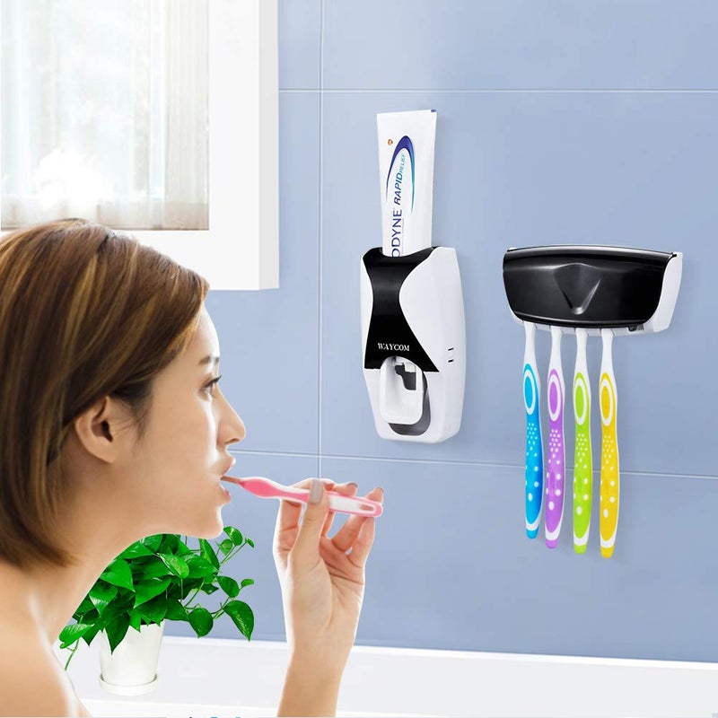 WAYCOM Dust-Proof Toothpaste Dispenser Toothpaste Squeezer Kit (Black) - Image 3