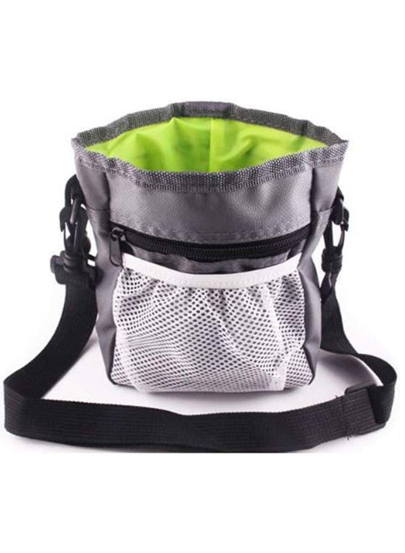 Dog Treat Pouch, Hands Free Puppy Training Bag with Adjustable Waistband, Reflective Shoulder Strap and Dog Waste Bag Dispenser for Training, Walks and Outings, Heather Gray