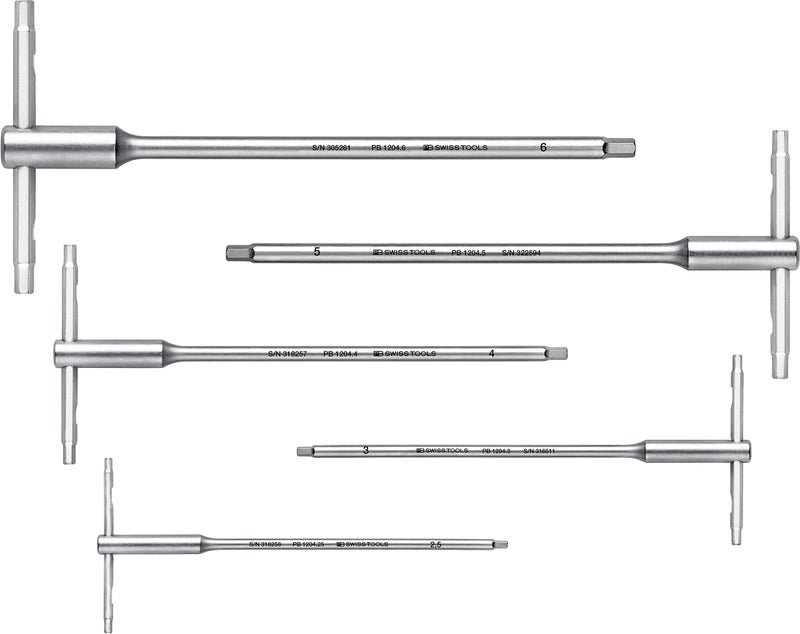 PB SWISS TOOLS T-Handle Allen Wrench Set with Sliding Cross-Handle PB 1204.Set 6 | 100% Swiss Made | Hexagon Screwdriver Set 2.5/3/4/5/6 mm for Screwdriving Work in Industry and Handcraft - Image 1