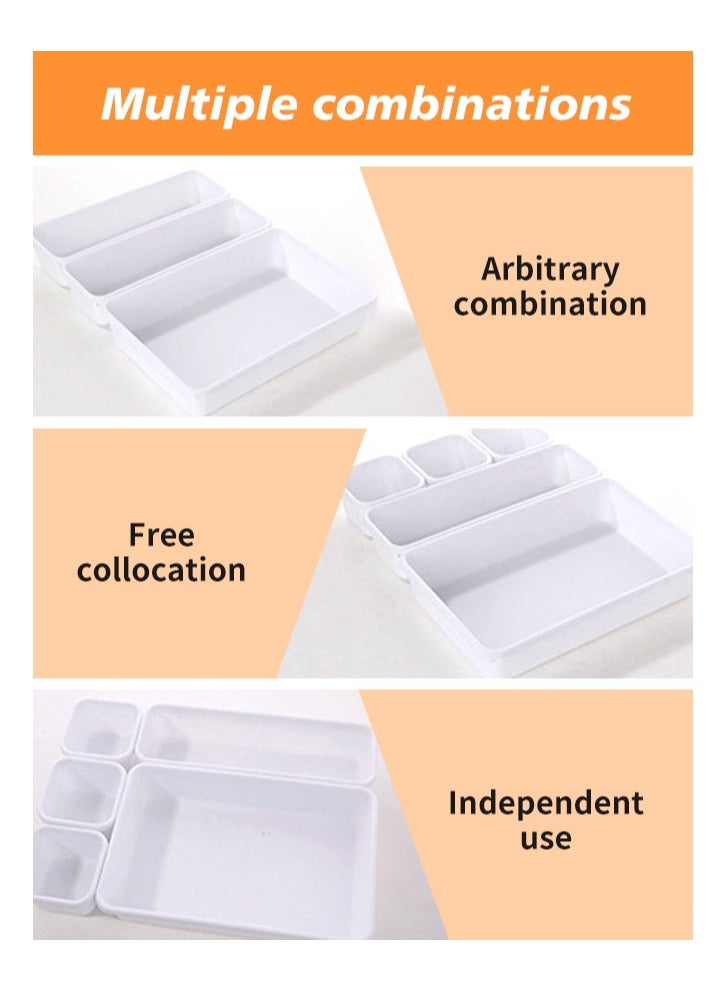 8 PCS Drawer Organizer Set White Plastic Desk Drawer Dividers Trays Dresser Storage Bins Separation Box for Makeup Jewelries - pzsku/Z58E4206D233C70F045E5Z/45/_/1727515444/30a337bf-d995-4a24-952e-a4003162cb89