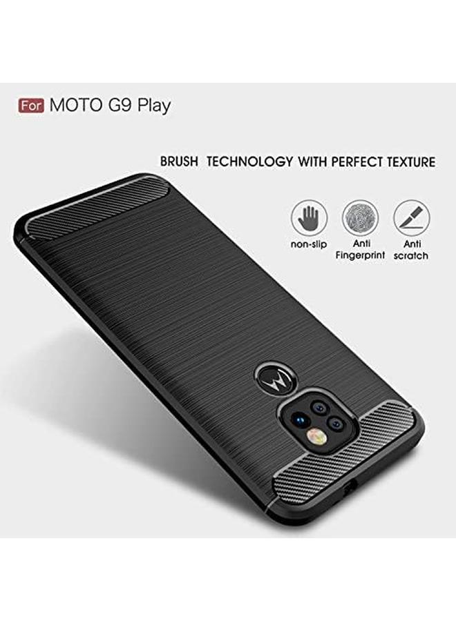 erorex Case For Motorola Moto G9 Play With 2 Screen Protector Stylish Slim And Thin Carbon Fiber Pattern Phone Case For Motorola Moto G9 Play Moto G9 Play Blue - Image 2