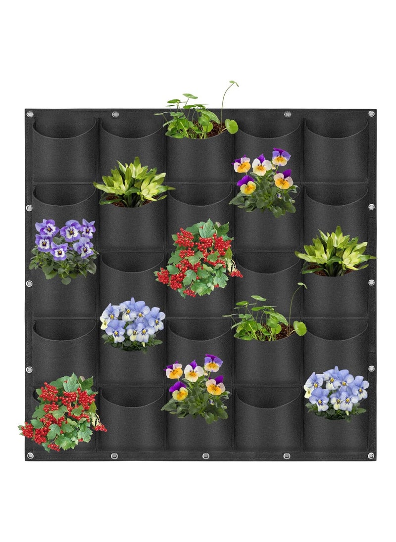SYOSI - SYOSI Hanging Planter Bags, 25 Pockets Wall Mounted Plant Planting Grow Bags, Herb Garden Planter Outdoor Indoor Growing Bag, Gardening Vertical Greening Flower Container (1m×1m, Black) - Image 1