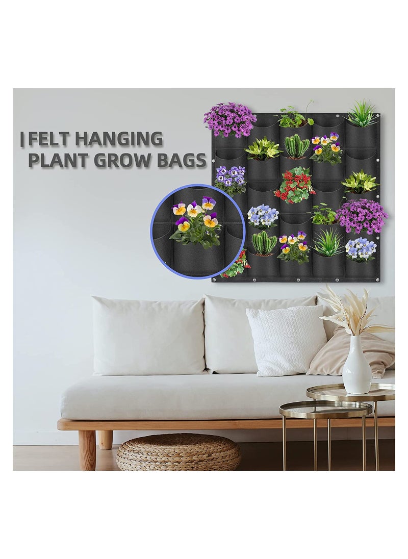 SYOSI - SYOSI Hanging Planter Bags, 25 Pockets Wall Mounted Plant Planting Grow Bags, Herb Garden Planter Outdoor Indoor Growing Bag, Gardening Vertical Greening Flower Container (1m×1m, Black) - Image 1