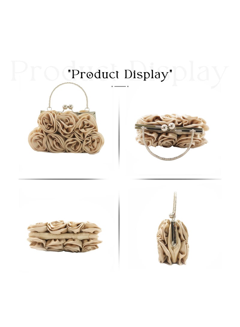 Zikra Women Evening Clutch Bag Floral Satin Purses Detachable Strap Clutch Bag Floral Clutch Bag Detachable Strap Purses Floral Clutch Bag for Wedding, Party, Prom - Image 4