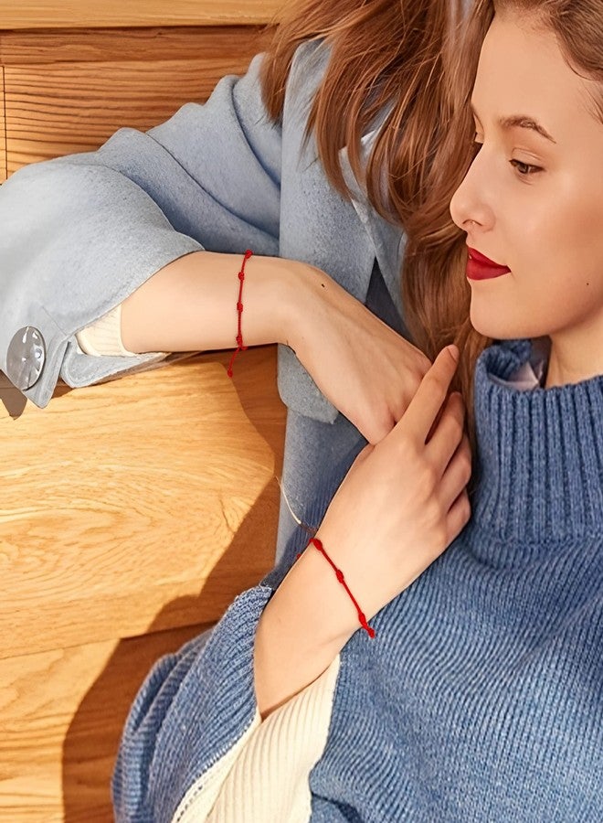 JENDEAR SHINE 7 Knot Bracelet, Kabbalah Red Bracelet, Red String Amulet Protect Good Luck Destiny, Suitable for Women Men Couple Mother Daughter - Image 3