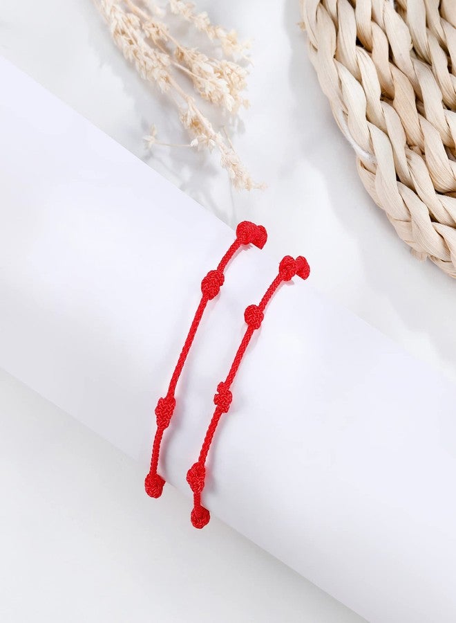 JENDEAR SHINE 7 Knot Bracelet, Kabbalah Red Bracelet, Red String Amulet Protect Good Luck Destiny, Suitable for Women Men Couple Mother Daughter - Image 5