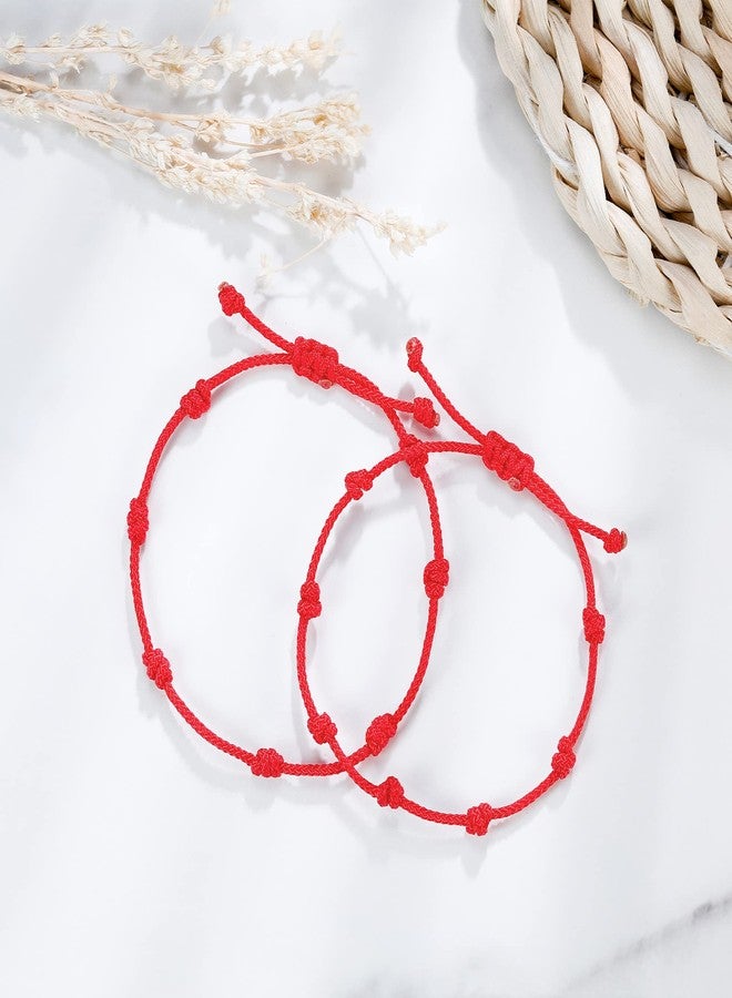 JENDEAR SHINE 7 Knot Bracelet, Kabbalah Red Bracelet, Red String Amulet Protect Good Luck Destiny, Suitable for Women Men Couple Mother Daughter - Image 4