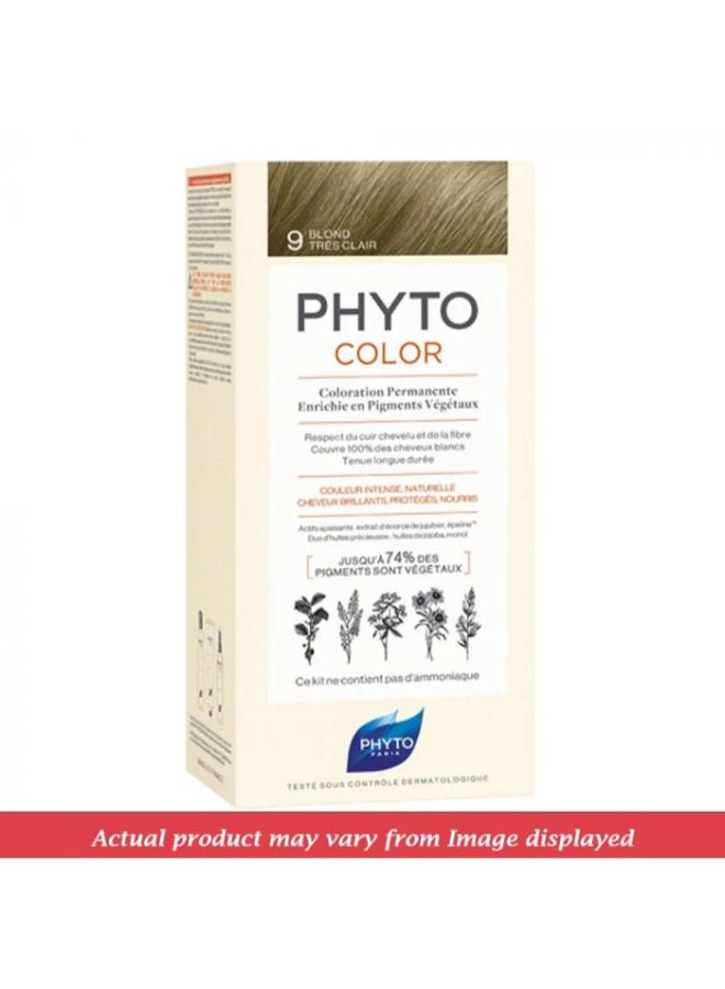 Phyto Permanent Hair Color Treatment Phytocolor Shade 9 Very Light Blond - Image 1