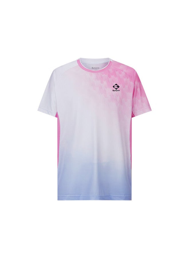Kumpoo K241m-1037 Uni Breathable Quick-dry Comfortable Casual Badminton Training Shirt Pink 3XL