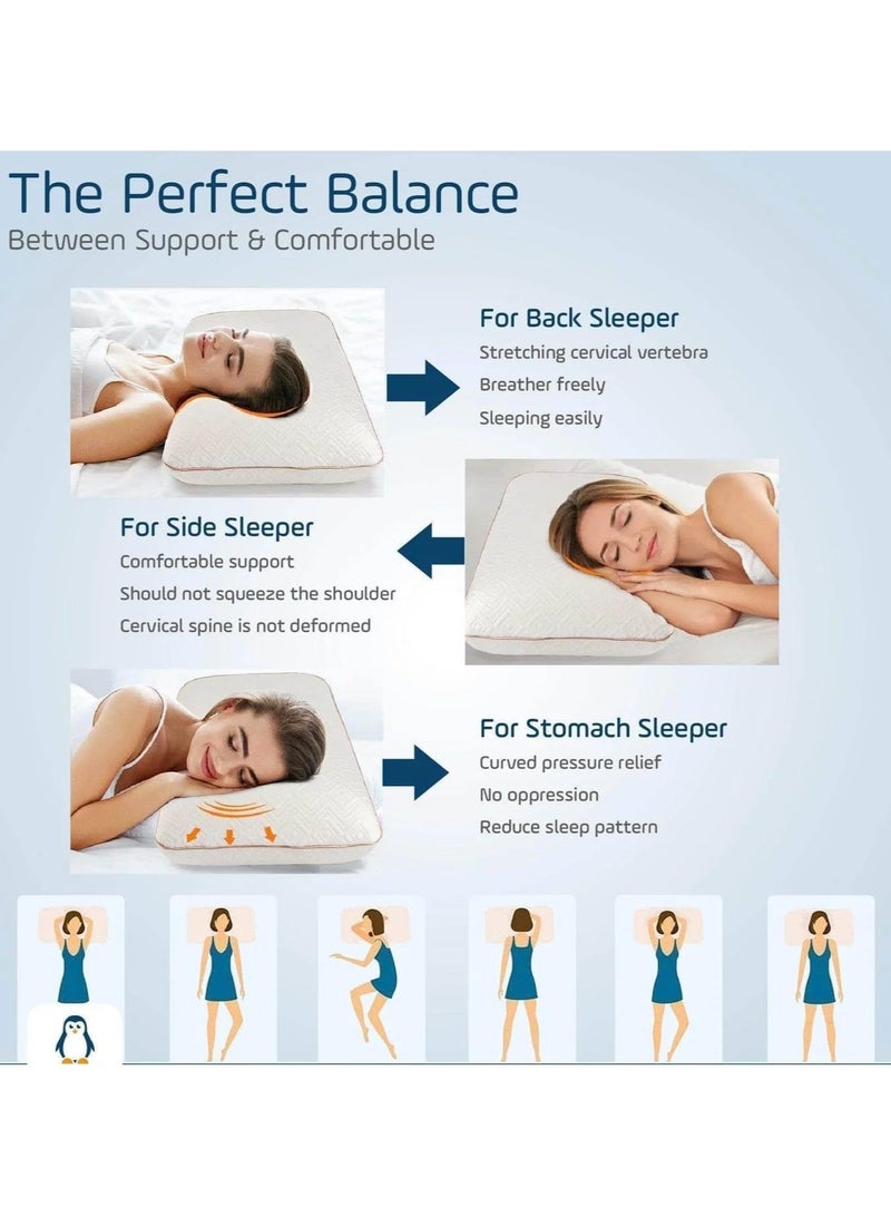 وسادة سرير ألمانية الصنع من الفوم المرن - دعم تقويمي لتخفيف آلام الرقبة، قابلة للتنفس ويمكن غسلها00 - Image 4