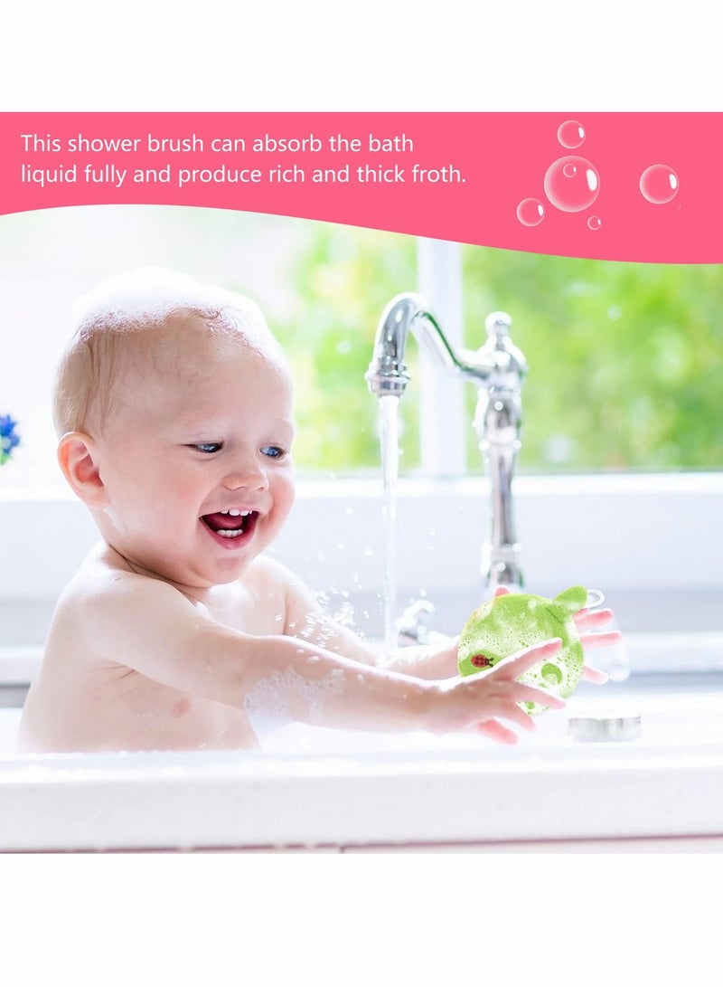 إسفنجة حمام للأطفال ، لوفة فرشاة ناعمة للتقشير كرة لطيفة على شكل فاكهة مناسبة من فرك الأطفال (6 قطع) - Image 4