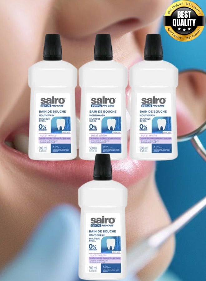 Sairo 4 Pieces Dental Pro Care Mouthwash 0% Alcohol Total White 500ML - Image 1