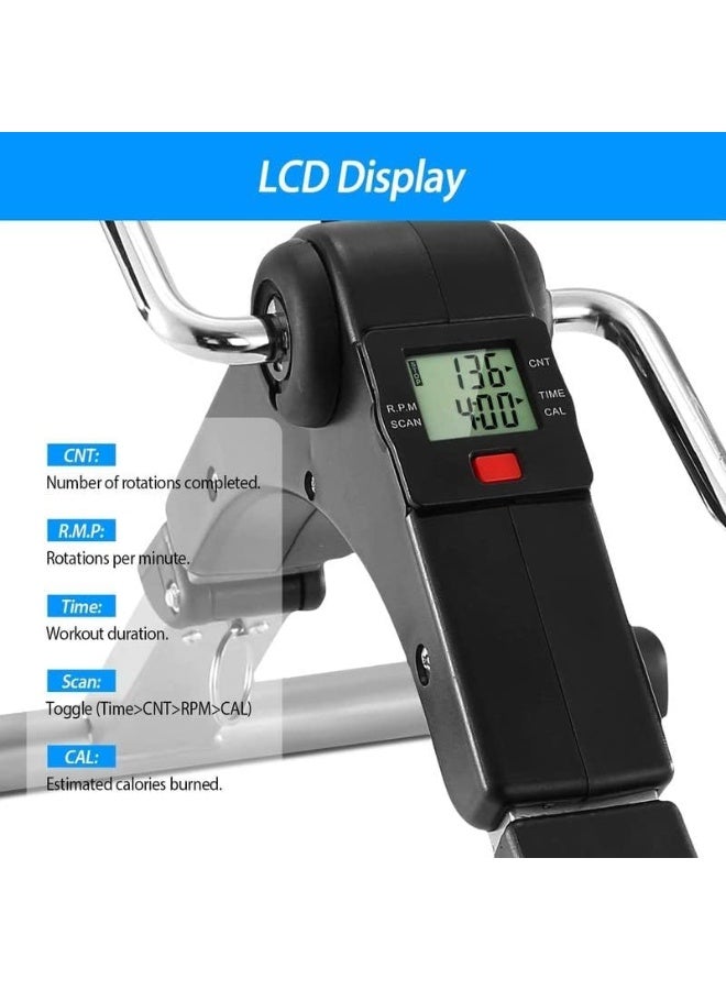 Portable Folding Pedal Exerciser Mini Exercise Bike with LCD Display for Leg and Arm Physical Therapy - Image 2